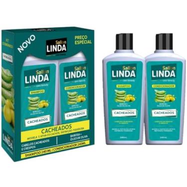 Imagem de Sallon Linda Kit Shampoo + Condicionador 240ml Cuidado Capilar Para Todos Tipos de Cabelo Cacheados Lisos Pós Quimica (Cacheados)