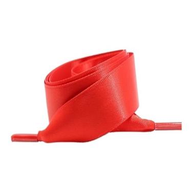 Imagem de Silk Flat Ribbons Sneakers Laces Wedding Unisex Suitable Satin Ided Polyester Smooth Women Candy Shoe ShoeLace (Color : Red, Size : 120cm)