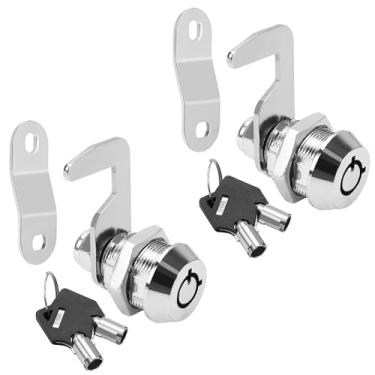Imagem de AKEYSRC Pacote com 2 fechaduras para caixa de ferramentas de 1,5 mm (5/20.3 cm), gancho de substituição de came tubular com chave semelhante com 4 chaves, trava átomo para máquina de fliperama, porta