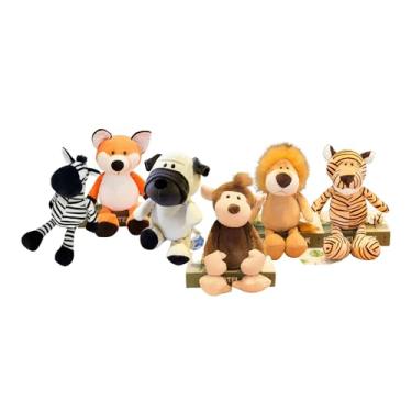 Imagem de ANIMAIS SAVANA/SAFARI Brinquedos de pelúcia para crianças, leão, tigre, elefante, macaco, leopardo, girafa, boneco guaxinim, simulação, presente, 25cm