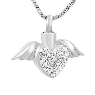 Imagem de YTIYT Colar para Urna de Cinzas Colar de Aço Inoxidável Asas de Anjo Cremação Urna Colar com Pingente, Aço inoxidável, não conhecido