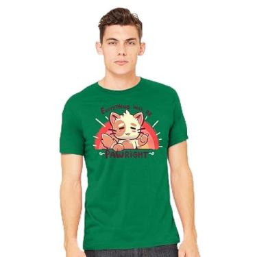 Imagem de TeeFury - Everything Will be Pawright - Camiseta masculina animal, gato,, Azul marino, 5G