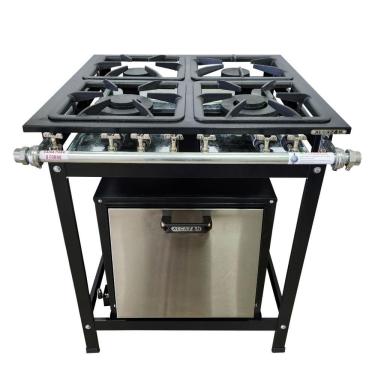 Imagem de Fogão Baixa Pressão 4 Bocas Alcazon com Forno 75 Litros Tampa Inox ACZ-004+ACZF-003