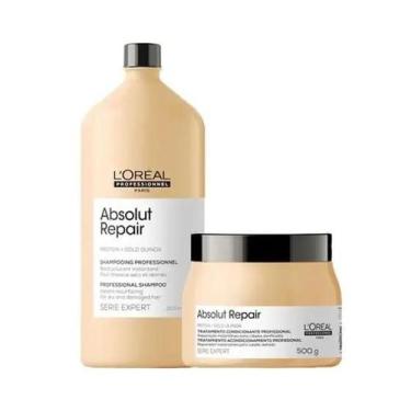 Imagem de Combo L'oreal Shampoo Absolut Repair Gold Quinoa Protein 1.5 Lt + Másc