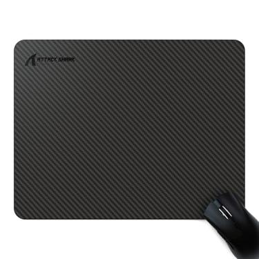 Imagem de ATTACK SHARK Tapete de mouse de fibra de carbono, resistente a altas temperaturas e à prova d'água, antiderrapante, suave e resistente a manchas, para jogos e escritório, preto, 28 x 36 cm