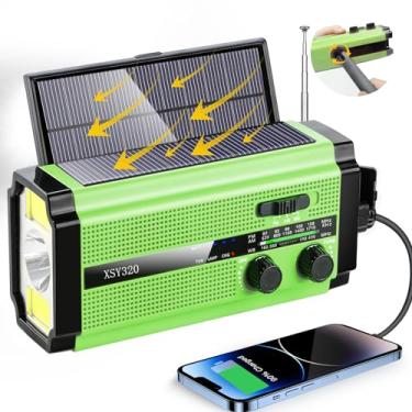 Imagem de Rádio de emergência 2 grandes solares/manivela/bateria de 5000 mAh/carregador USB-C/AAA alimentado por bateria portátil AM/FM/NOAA, rádio de sobrevivência climática, lanterna de 3 modos e lâmpada de