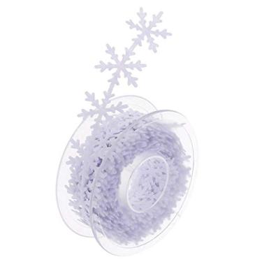 Imagem de Baosity Enfeite de fita de costura de renda de cetim com recorte de 10 metros para festa de Natal decoração de casa ornamento de inverno, branco