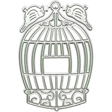 Imagem de Gaiola de pássaro cortada para fazer cartões, moldes de corte de metal vazados, parabéns, cortes de aniversário, estêncil, modelo para decoração de scrap-booking, cartão de bênção de aniversário de
