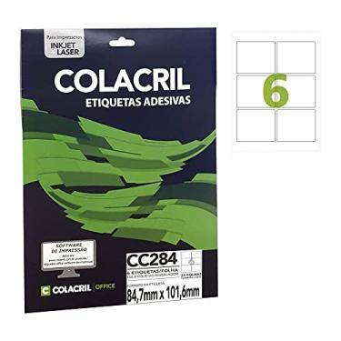 Imagem de ColaCril Etiqueta Adesiva Ink-Jet/Laser Carta, CC284, Branco, 84.7 x 101.6 mm, envelope com 25 fls-150 etiquetas