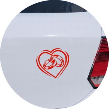 Imagem de Adesivo de Carro Coração Alianças de Casamento - Cor Amarelo - Melhor 