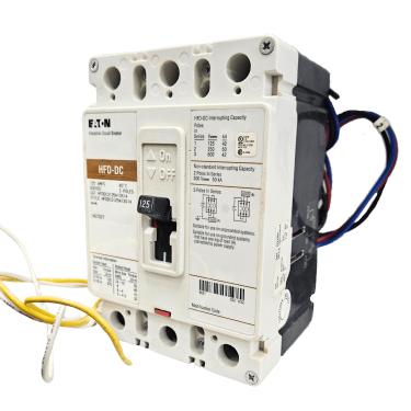 Imagem de Disjuntor Tripolar 125A 42KAIK 600Vdc Cod.HFDDC3125A13S14 - Eaton