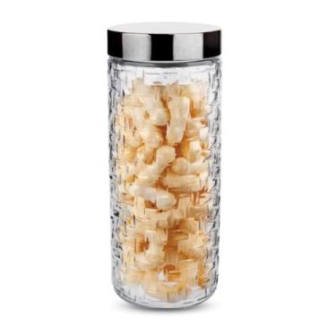 Imagem de Pote de Vidro Para Condimentos Tampa Inox Rattan 2 L Euro - Euro Home