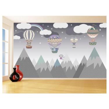 Imagem de Papel De Parede Infantil Montanhas Avião Bebê 3,5M s359 - Você Decora