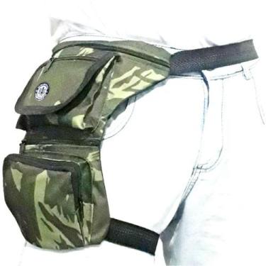 Imagem de Pochete Cartucheira Perna Camuflada/Preta motoboy ciclista - Mcp, Camu