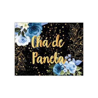 Imagem de Painel de Festa Horizontal 1,55 X 1,20 - Chá de Panela Flores Azuis Ef