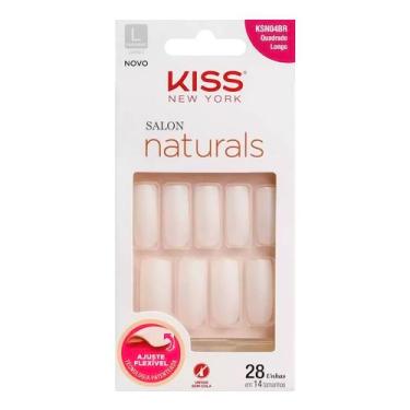 Imagem de Unhas Postiças Kiss New York Salon Naturals Tamanho Quadrado Longo KSN