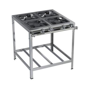 Imagem de Fogão Industrial 4 Bocas Simples 30x30 Inox Top Metalmaq