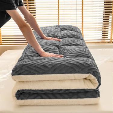 Imagem de QHDTEOKH Colchão de chão japonês, colchão dobrável para cama futon, colchão acolchoado, almofada de dormir de algodão, tapete de tatame para cama