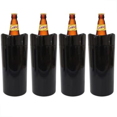 Imagem de Porta Garrafas Térmico Litrao Camisinha Para Cerveja Bar Restaurante Isopor Para Cerveja Bar Restaurante (Preto, Kit 4 Unidades)