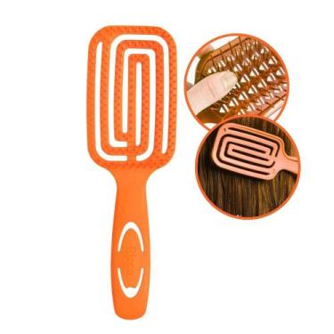 Imagem de Escova de Cabelo Laranja Desembaraçadora para Cabelo Secos e Molhados 