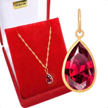 Imagem de Pingente Ouro 18k 750 Gota 8mm - Paulistana Joias, Vermelho rubi