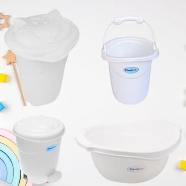 Imagem de Bacia 14 litros lixeira balde cestão de roupa infantil quarto - PLASTB