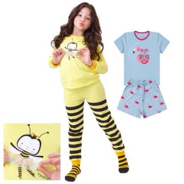 Imagem de  KIT PRONTO 2 Pijamas Infantis Menina 1 ao 10 anos 100% Algodão DETALH