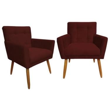 Imagem de Kit 2 Poltronas Decorativa Onix Suede Marsala Pés Madeira Ms Decor - M