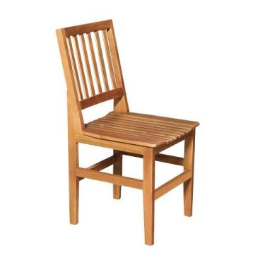 Imagem de Cadeira de Jantar Madeira Maciça Ripada Rústica Confort - Castanho - A