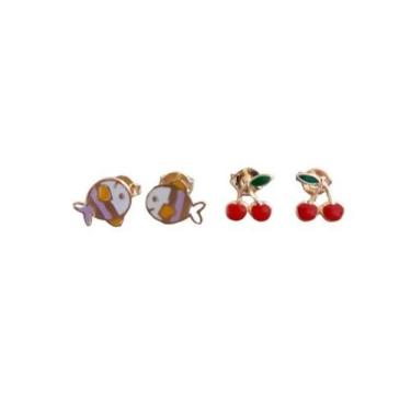 Imagem de Kit Infantil de Brinco Resinado Folheado Ouro 18k - MIXFOLHEADOS