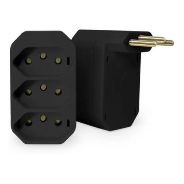 Imagem de Adaptador de tomada multiplo tipo te benjamin 3x2p(l) 10a 250v preto -