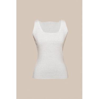 Imagem de Regata Canelada Tricot Feminina - Michele Tricot, G, Branco