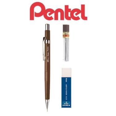 Imagem de Lapiseira Tecnica Pentel 0,3mm P-203 Sharp Marrom + Itens