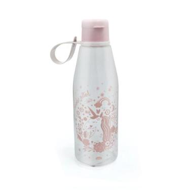 Imagem de Garrafinha Infantil de Plástico Com Tampa Abre Fácil 530ml Unicórnio -