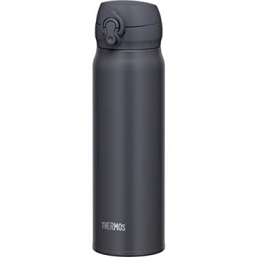 Imagem de Thermos JNL-606 SMB Caneca portátil isolada a vácuo, 600 ml, preto fumê, fácil de limpar e fácil de limpar, tipo leve, abertura com um toque, garrafa de aço inoxidável, quente e frio