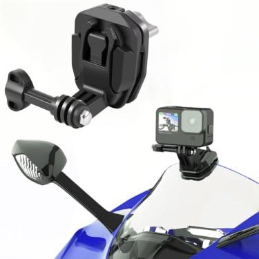 Imagem de KETOPKIN Suporte de câmera com clipe de para-brisa de motocicleta de liga de alumínio para GoPro Hero 13 12 11 10 9 8 7, Insta360 X4 X3, Insta360 Ace/Ace Pro GO 3 GO 3S, DJI Osmo Action/Procket Action