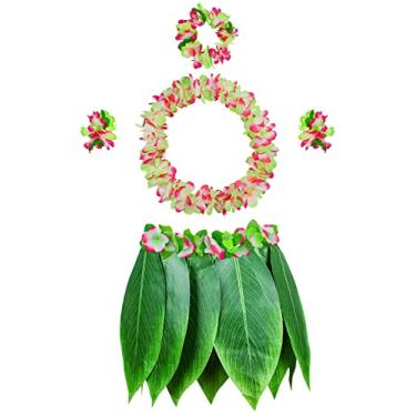 Imagem de Conjunto de Saia Hula e Hibiscus Leis Havaianas para Festa na Praia Luau (cor 11)