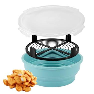 Imagem de Coqueteleira para empanar, coqueteleira de silicone com tampa, tigelas dobráveis para misturar massa de peixe, asa de frango, revestimento de farinha, batedeira, tigela melhor para peixe frito, frango