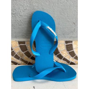 Imagem de Havaianas top turquesa+ pingente placa branca, 33