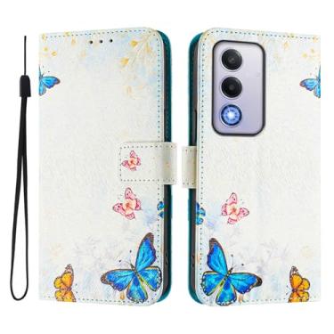 Imagem de Capa carteira para Oppo A80 5G, 3 compartimentos para cartão, 1 compartimento para dinheiro, capa flip de couro PU com padrão fofo, capa com fivela magnética à prova de choque, compatível com sem fio