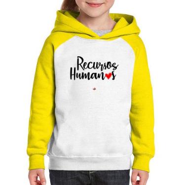 Imagem de Moletom Infantil Recursos Humanos por amor - Foca na Moda, Branco, Ama