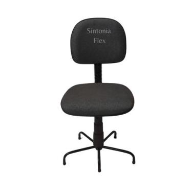 Imagem de Cadeira secretaria  pra costureira  com pé da base menor tecido cinza 