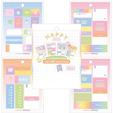Imagem de Bloco de Adesivos Decorados Happy Metalizados 12 Folhas Tilibra