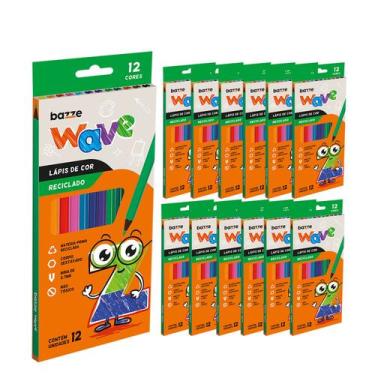 Imagem de Kit Com 12 Caixas De Lápis De Cor 12 Cores Ecológico Reciclado Escolar