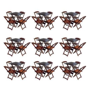 Imagem de Kit 9 Jogos de Mesa Dobravel com 4 Cadeiras de Madeira 70x70 para Rest