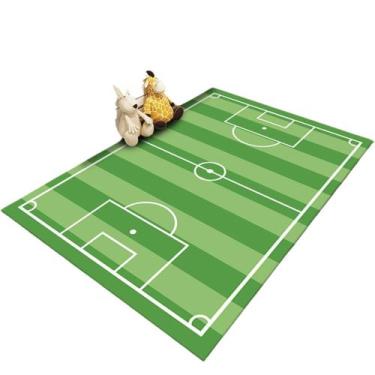 Imagem de Tapete Sala Quarto Infantil Criança Bebe Kids Menino Campo Futebol Ver