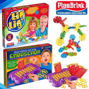 Imagem de Kit 2 Jogos Emboscada Lig Lig Montar Brinquedos Infantil Pedagógicos E