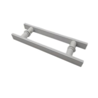 Imagem de Puxador H duplo 30x20cm reto barra chata para porta de vidro e portão 