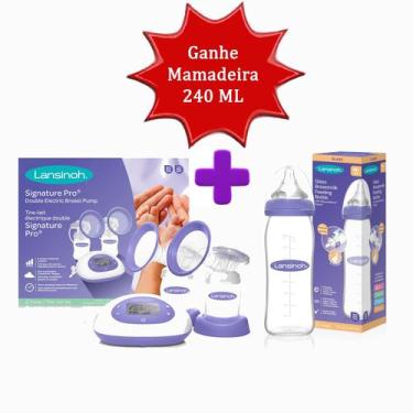 Imagem de Kit Bomba Tira Leite Elétrica +mamadeira De Vidro 240ml - Lansinoh