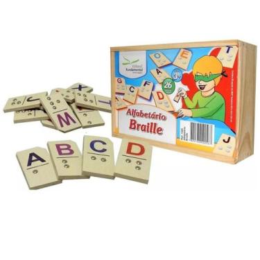 Imagem de Alfabeto Em Braille Educativo Do A Ao Z Inclusão 26 Pças Mdf - Fundame